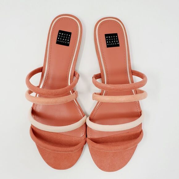 White House Black Market Briella Adobe Strappy Slide Flat Peach Sandal Size 8.5 - Picture 3 of 6